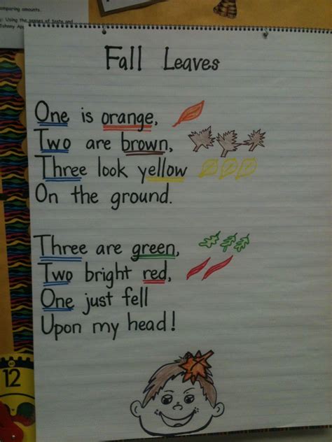 Cute Poem For Fall Except Shouldnt There Be Only 2 Brown Leaves Drawn