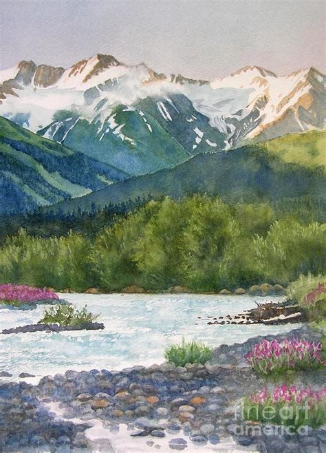 Glacier Creek Summer Evening By Sharon Freeman Watercolor Landscape