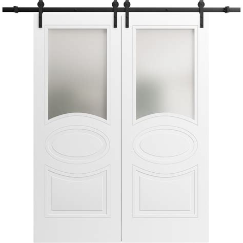 Modern Double Barn Door With Opaque Glass Mela 7012 Matte White