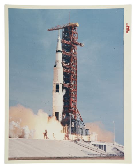 [apollo 11] The Launch Of Apollo 11 At Launch Complex 39 Vintage Nasa Red Number Photograph