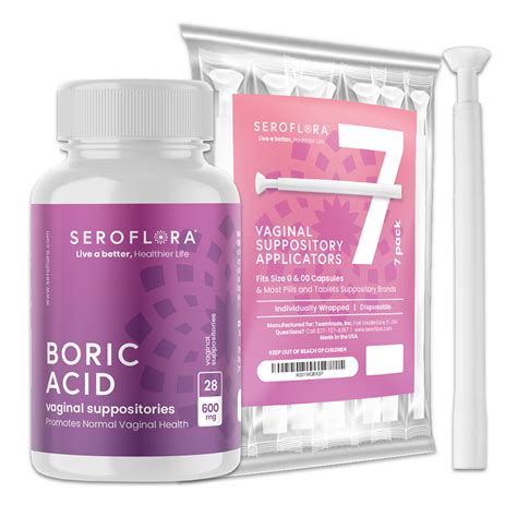 Seroflora Advantage Boric Acid Vaginal Suppositories 28 Count With 7