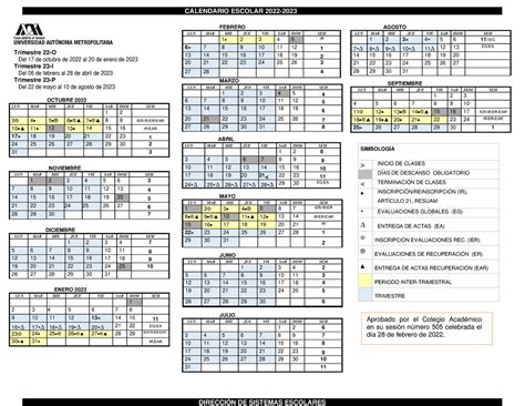 Calendario Escolar Uam 2022 2023 Aprobado Calendario Escolar 2022