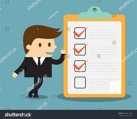 Businessman With Clipboard And Checklist Stock Vector Illustration 160921043 Shutterstock