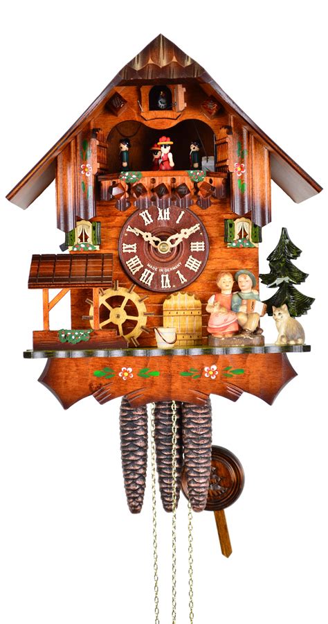 Cuckoo Clock Moveable Kissing Couple Turning Mill Wheel 1 Day