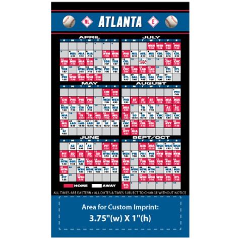 Check our baseball schedule for the best mlb games available on mlb extra innings & directv. Atlanta Braves Baseball Team Schedule Magnets 4" x 7 ...