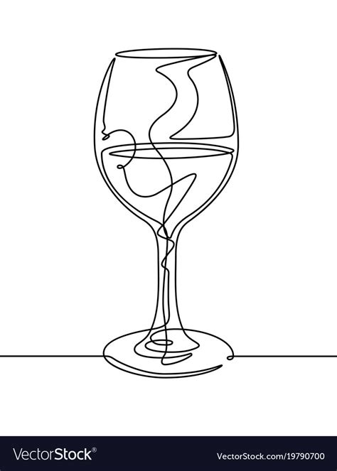 Wine Glass Continuous Line Royalty Free Vector Image