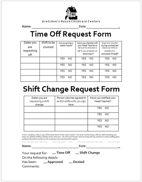 Employee Time Off Request Form Template