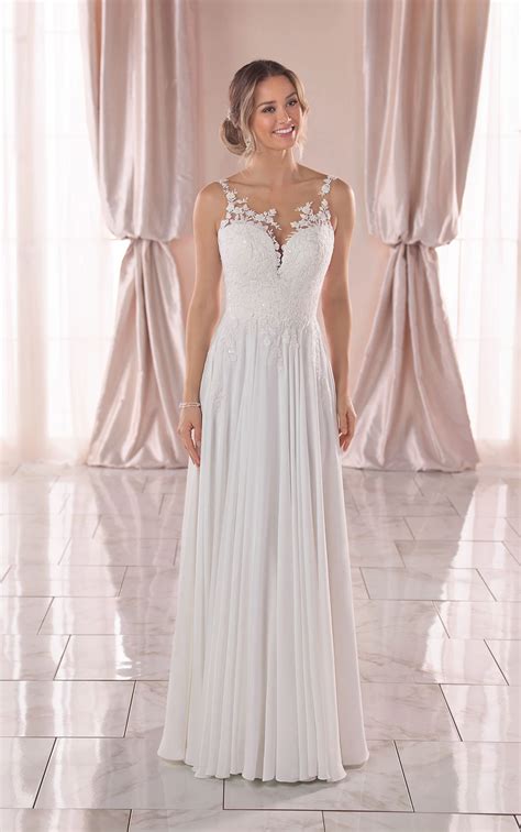 Crepe Chiffon Wedding Dress With Asymmetrical Neckline Stella York