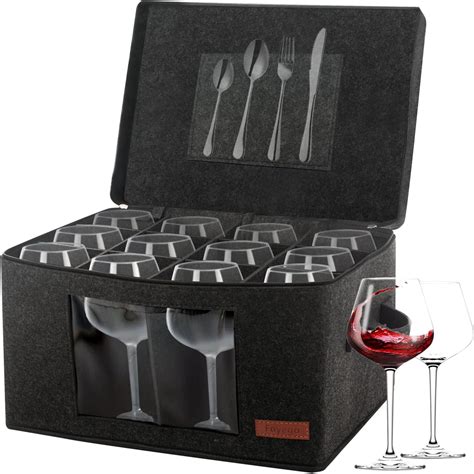 Foyego Wine Glass Storage Boxes Stemware Storage Cases With Divider China Storage