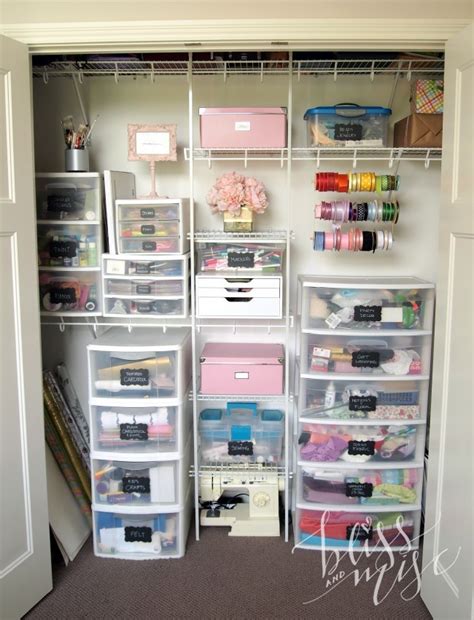 It's time to spark that creative energy with an organized craft room with a few craft room storage ideas. Craft Closet & DIY Ribbon Storage - Bliss & Miscellaneous