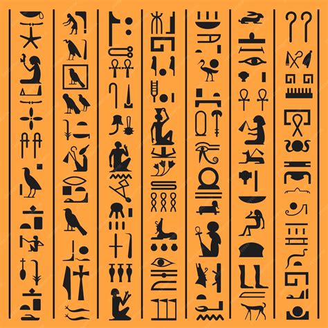 Jeroglíficos Egipcios Del Antiguo Egipto Letras Fondo Papiro Vector