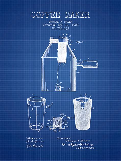 1902 Coffee Maker Patent Blueprint Digital Art By Aged Pixel Fine