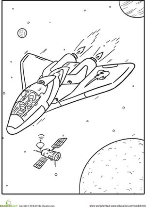 Flower craft and rocket ship coloring page. Rocket Ship Coloring Page | Outer space, Worksheets and ...