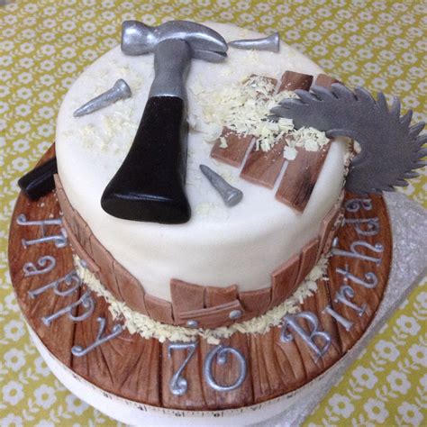 They have about 30 or 40 options, which include this one made just for birthdays that contains cake, truffles, tea, jams, chocolates, and more. Carpenter woodwork birthday cake | Birthday cakes for men, 60th birthday cakes, Bithday cake