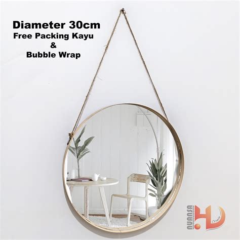 Jual Cermin Bulat Gantung Diameter 30cm Kaca Aesthetic Gantung