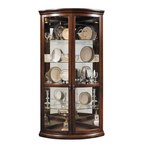 Pulaski furniture pacific heights brown curved front curio. Pulaski Corner Display Warm Cherry Curio Cabinet | eBay