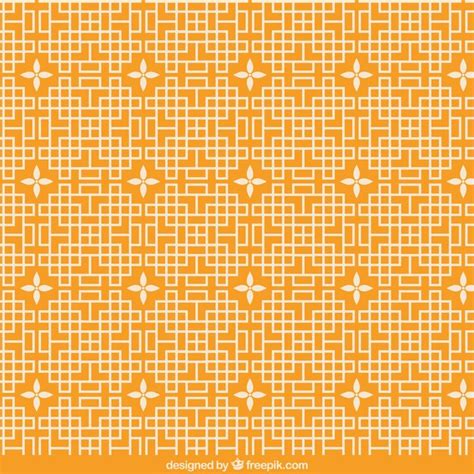 Geometric Chinese Pattern With Flowers Free Vector