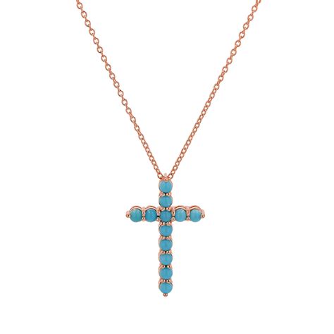 14k Gold Turquoise Cross Necklace Baby Gold