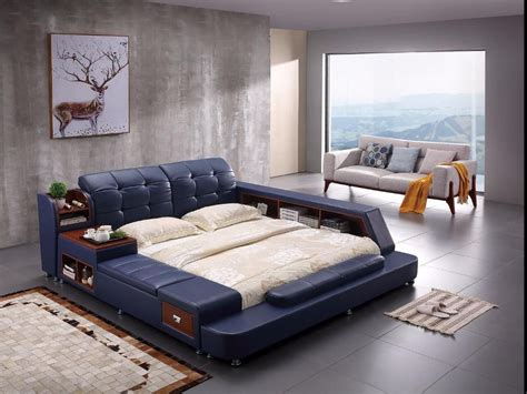 It has such a classic touch, it. Genuine Leather Modern Soft Bed W/Storage | Leather bed ...