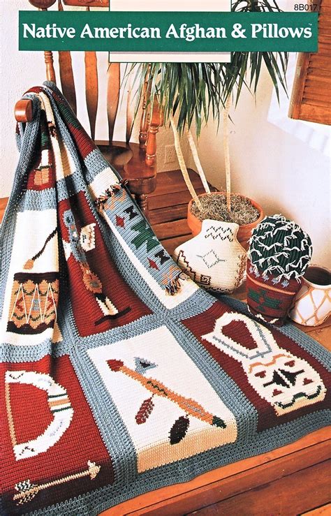 Native American Afghan And Pillows Crochet Patterns Annies Attic Indian