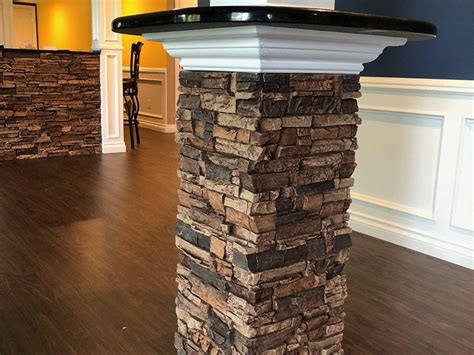 Norwich Stacked Stone Column Wrap In Desert Sand Color