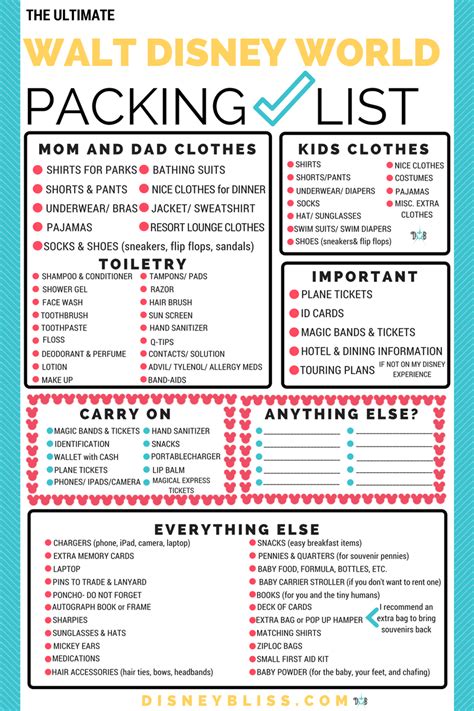 Free Printable Disney Packing List Get Your Hands On Amazing Free