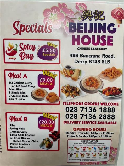 Online Menu Of Beijing House Chinese Takeaway Restaurant Moville