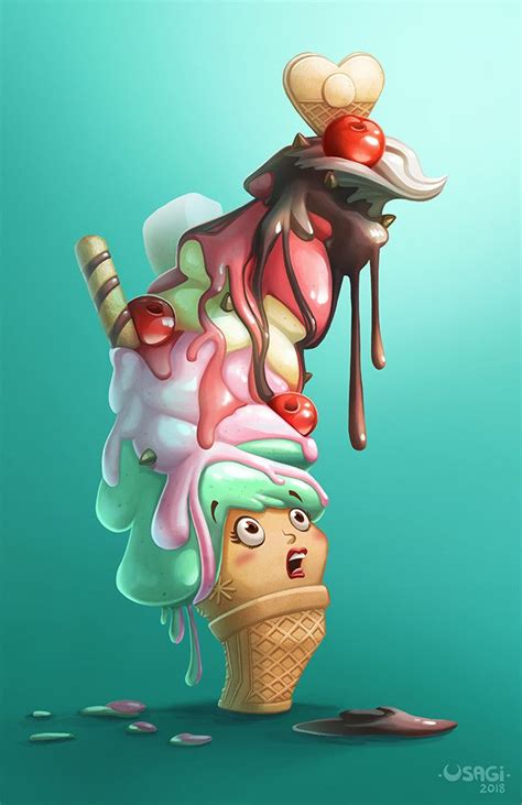 Artstation The Drama Of Lady Ice Cream Caroline Chep Food Painting Art Painting