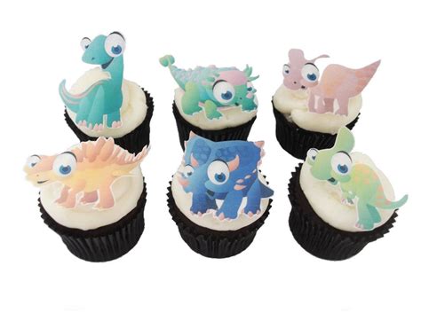 12 Edible Dinosaur Cupcake Toppers Theme Birthday Party Decorations