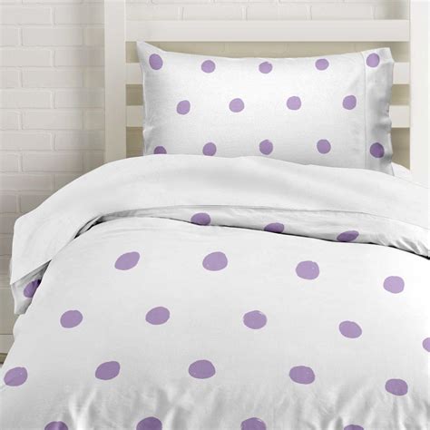 Lilac Polka Dot Duvet Cover Bedding Soft And Wrinkle Free White And