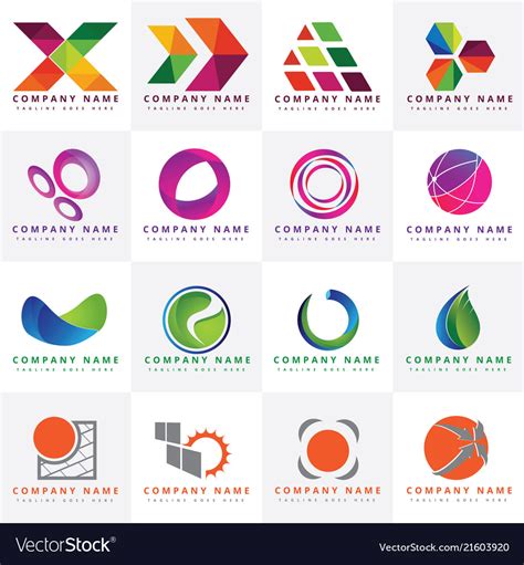16 Beautiful Colorful Logo Design Templates Vector Image