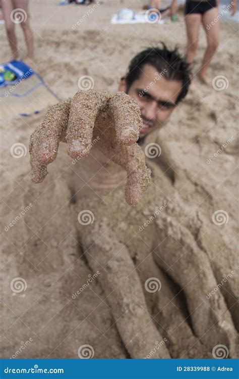 Man Buried In Sand Stock Photo Image Of Water Buried 28339988