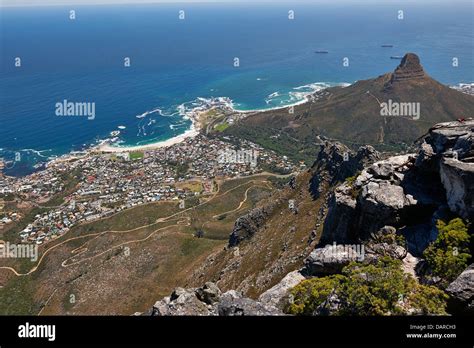 Cape Town And Table Bay From Table Mountain Western Cape Hi Res Stock