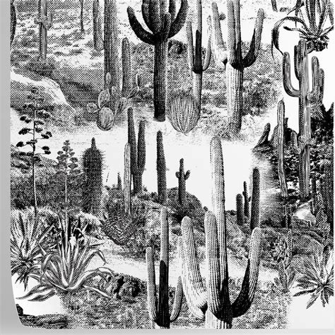 Cactus Print Etching Desert Wallpaper Cacti Wall Art Etsy Black And
