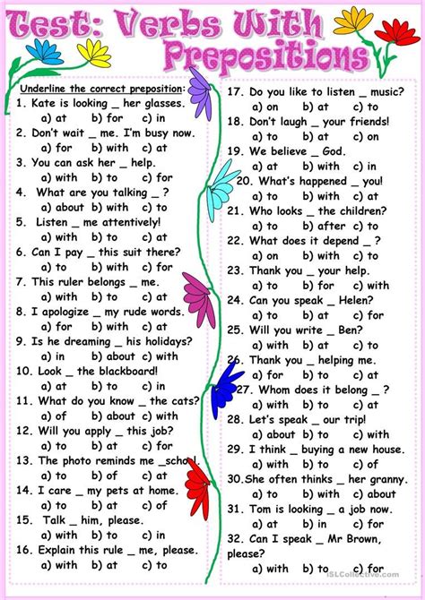 Verbs With Prepositions Worksheet Free Esl Printable Worksheets Made