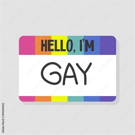 hello i m gay badge rainbow card flat editable vector illustration clip art stock vector