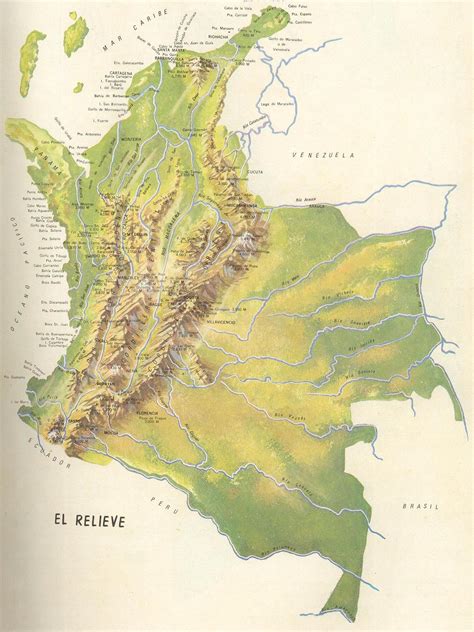 Mapa Físico De Colombia Relieve Cordilleras Culturiza