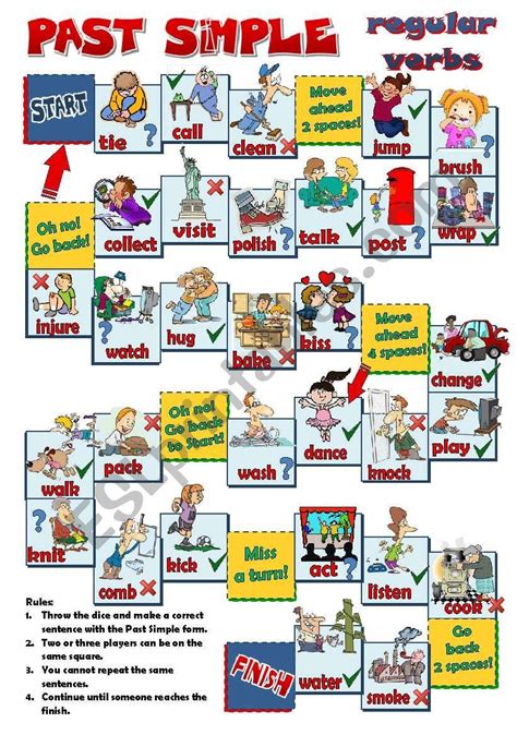 A Board Game To Practise Past Simple Regular Verbs Students Have To