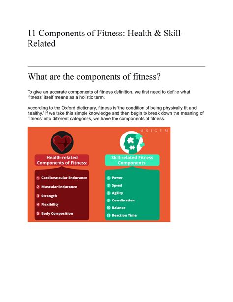 Lesson 3 Na 11 Components Of Fitness Health And Skill Related