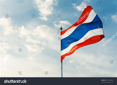 Image Waving Thai Flag Thailand Blue Stock Photo Edit Now 191854448