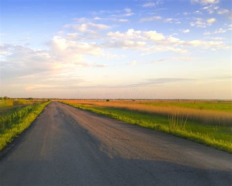 Countryside Road In Cloudy Evening Stock Photo Image Of Agriculture