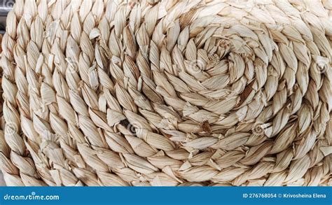 Round Braided Natural Straw Table Mat Texture As A Background Full