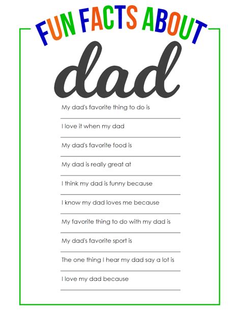 What I Love About Daddy Printable