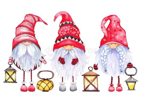 Watercolor Christmas Gnome Stock Illustrations 899 Watercolor