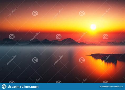 Nature Landscape Fantasy With Sunset In A Mountainous Area Stock