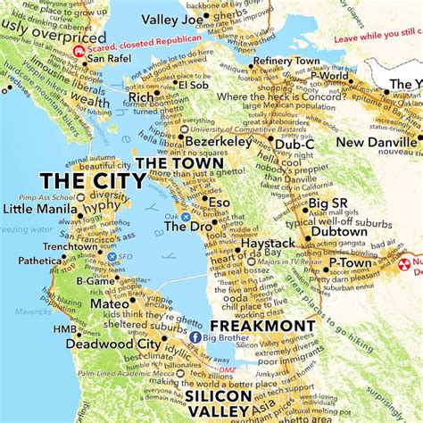 San Francisco Bay Area Map According To Urban Dictionary Boing