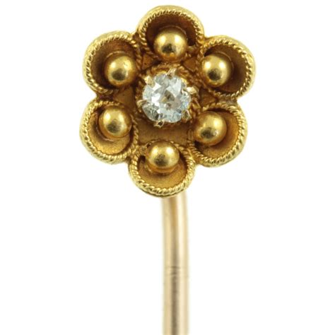 Victorian 15ct Gold And Diamond Tie Pin Carus Jewellery