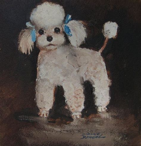 Vintage French Poodle Painting By Dianne Bengol White Poodle Etsy
