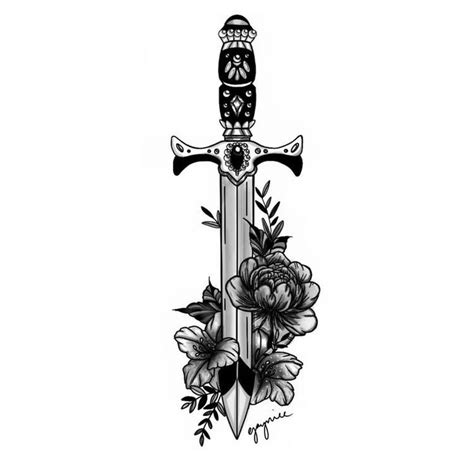 🌺🗡 • • • • • Tattoo Tattoodesign Tattoodrawing Flowertattoo Flowers Blackandwhitetattoo