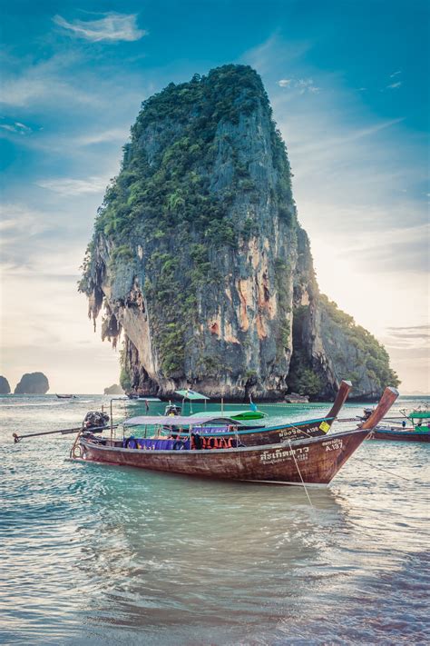 Free Photo Long Tail Boat At Ao Phra Nang Beach Thailand